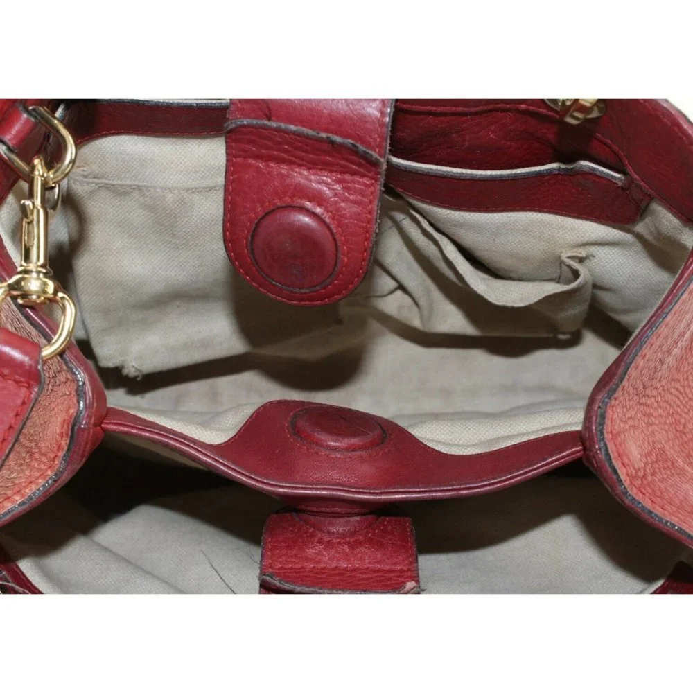 GUCCI Dark Red Bambooo Shooper Tote Leather Medium 2way 3GK1226K